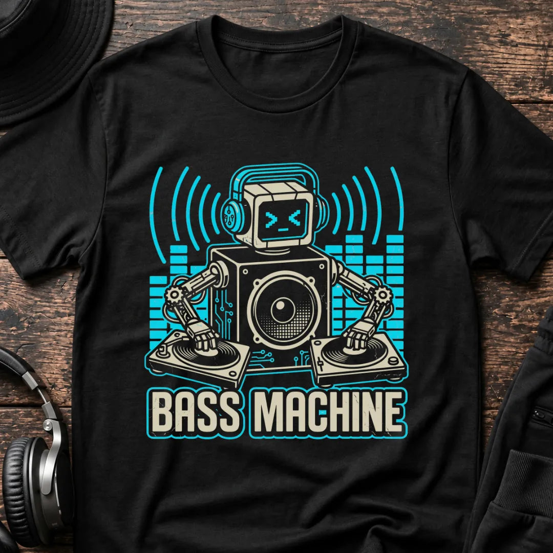 Bass Machine DnB T-Shirt flat lay by QUASIKERN