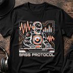 Bass Protocol DnB T-Shirt flat lay by QUASIKERN