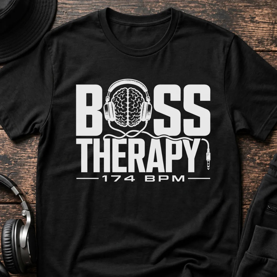 Bass Therapy 174 BPM DnB T-Shirt flat lay by QUASIKERN