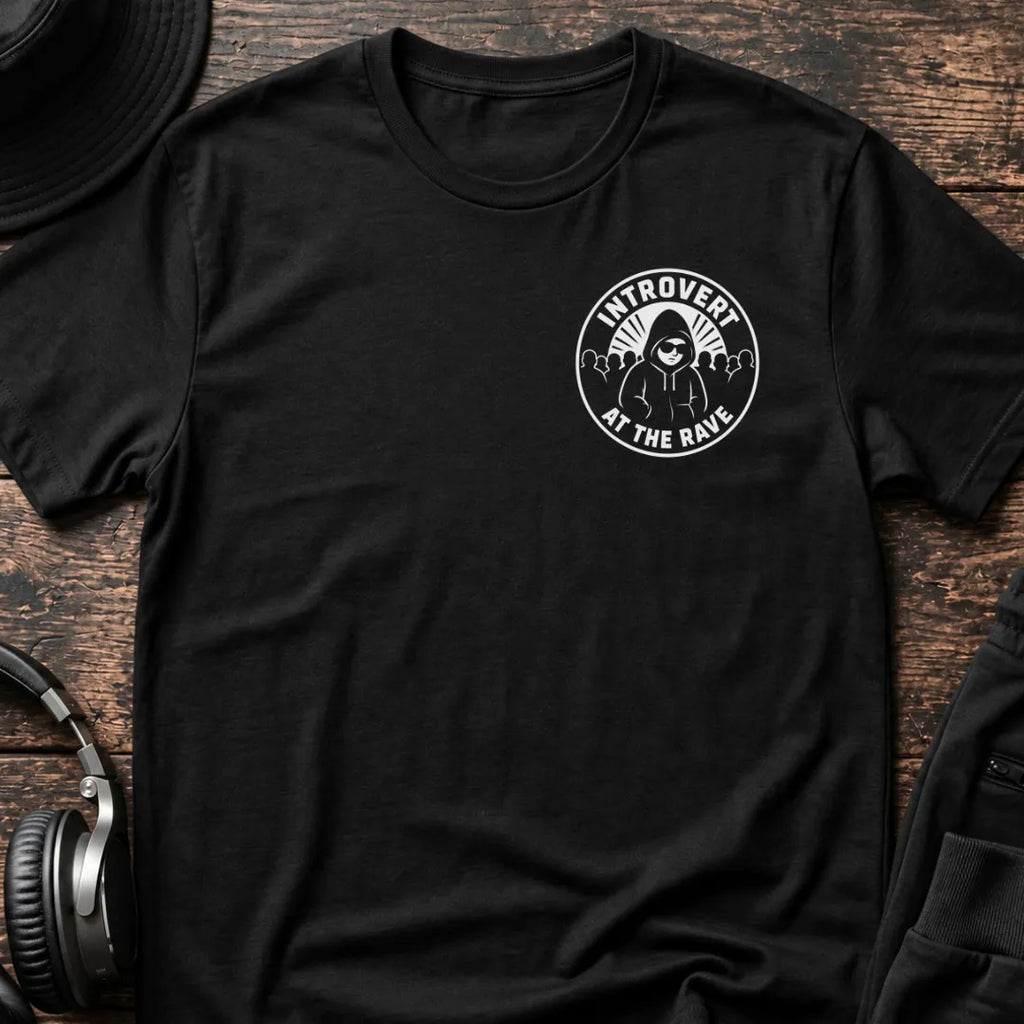 Introvert At The Rave T-Shirt flat lay by QUASIKERN