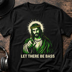 Let There Be Bass Jesus DnB T-Shirt flat lay by QUASIKERN