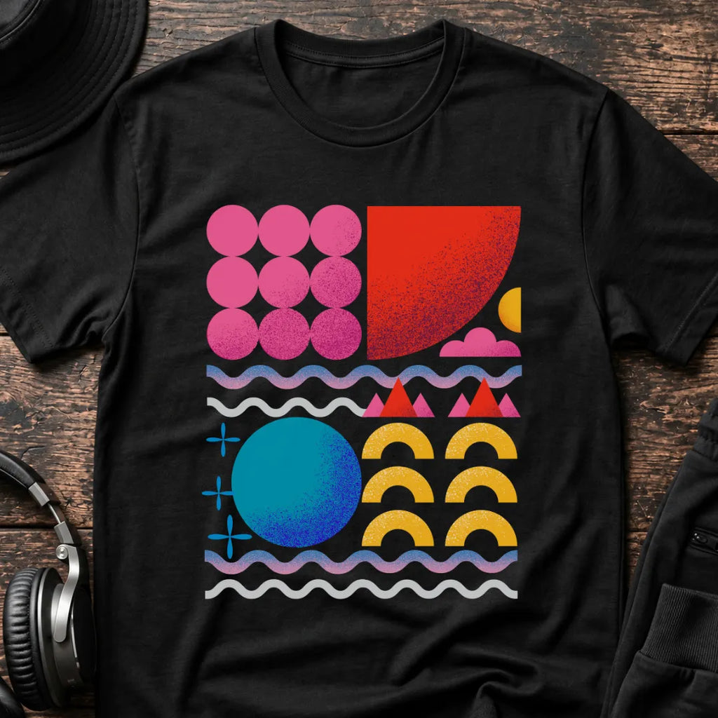 Abstract Drop Rave T-Shirt flat lay by QUASIKERN