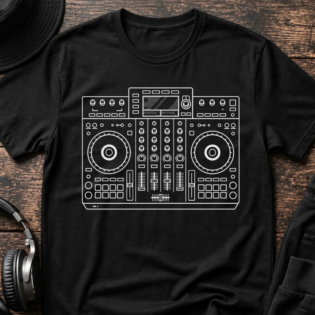 Dark Deck DnB T-Shirt flat lay by QUASIKERN