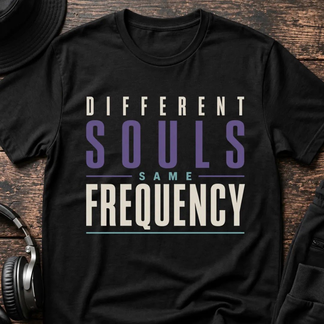 Different Souls Same Frequency DnB T-Shirt flat lay by QUASIKERN