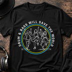 Save the World DnB T-Shirt flat lay by QUASIKERN