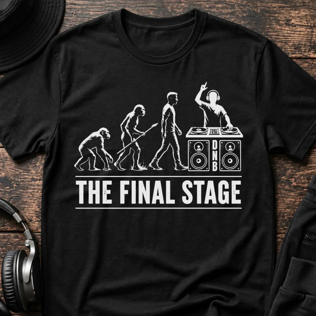 The Final Stage DJ T-Shirt flat lay by QUASIKERN