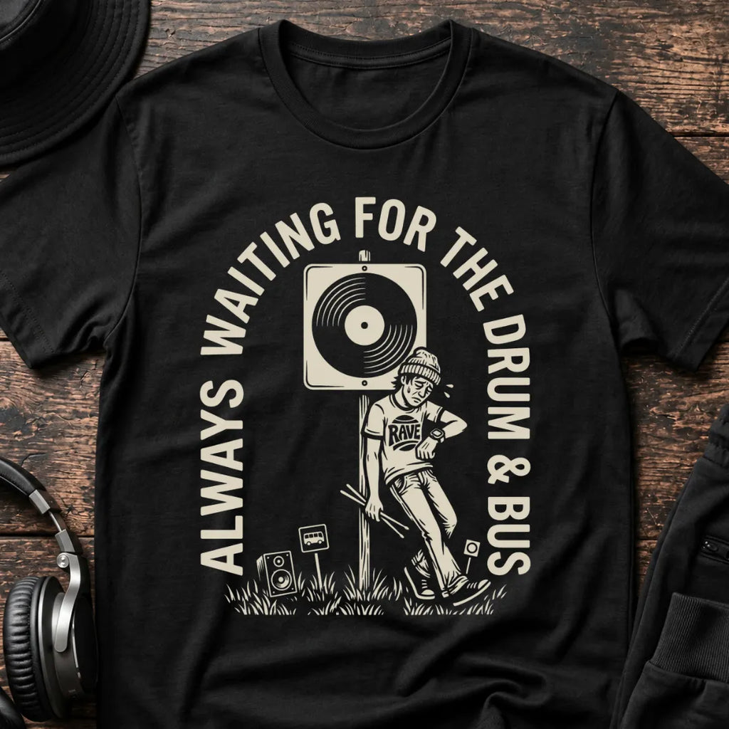 Always Waiting DnB T-Shirt flat lay by QUASIKERN