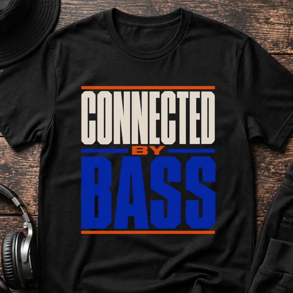 Connected by Bass DnB T-Shirt flat lay by QUASIKERN