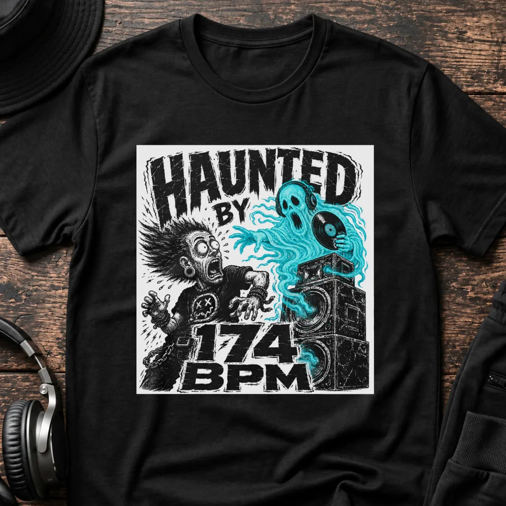 Haunted by 174 BPM DnB T-Shirt flat lay by QUASIKERN