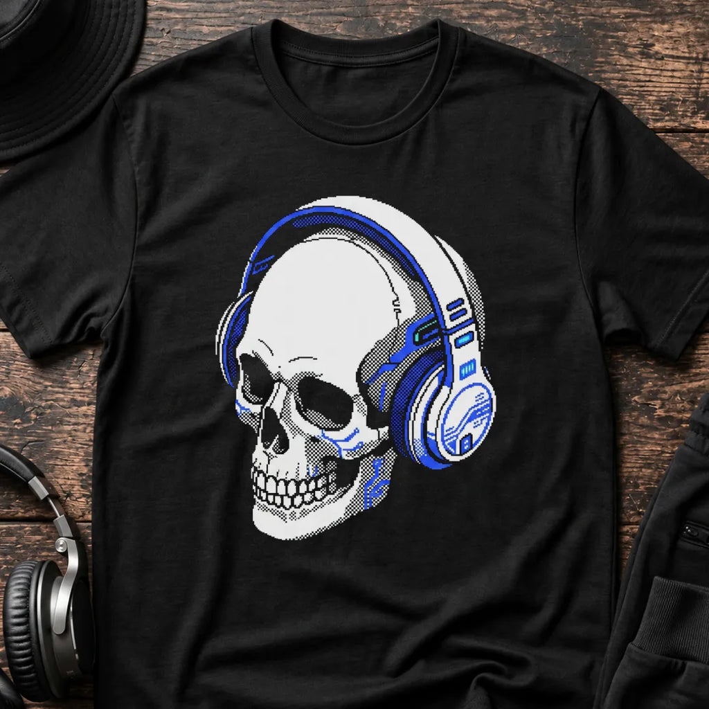 Skull Frequency DnB T-Shirt flat lay by QUASIKERN