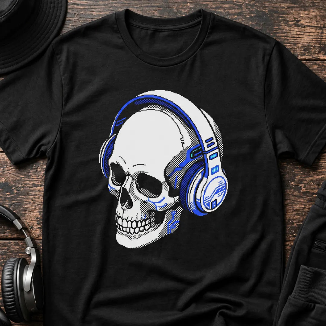 Skull Frequency DnB T-Shirt flat lay by QUASIKERN