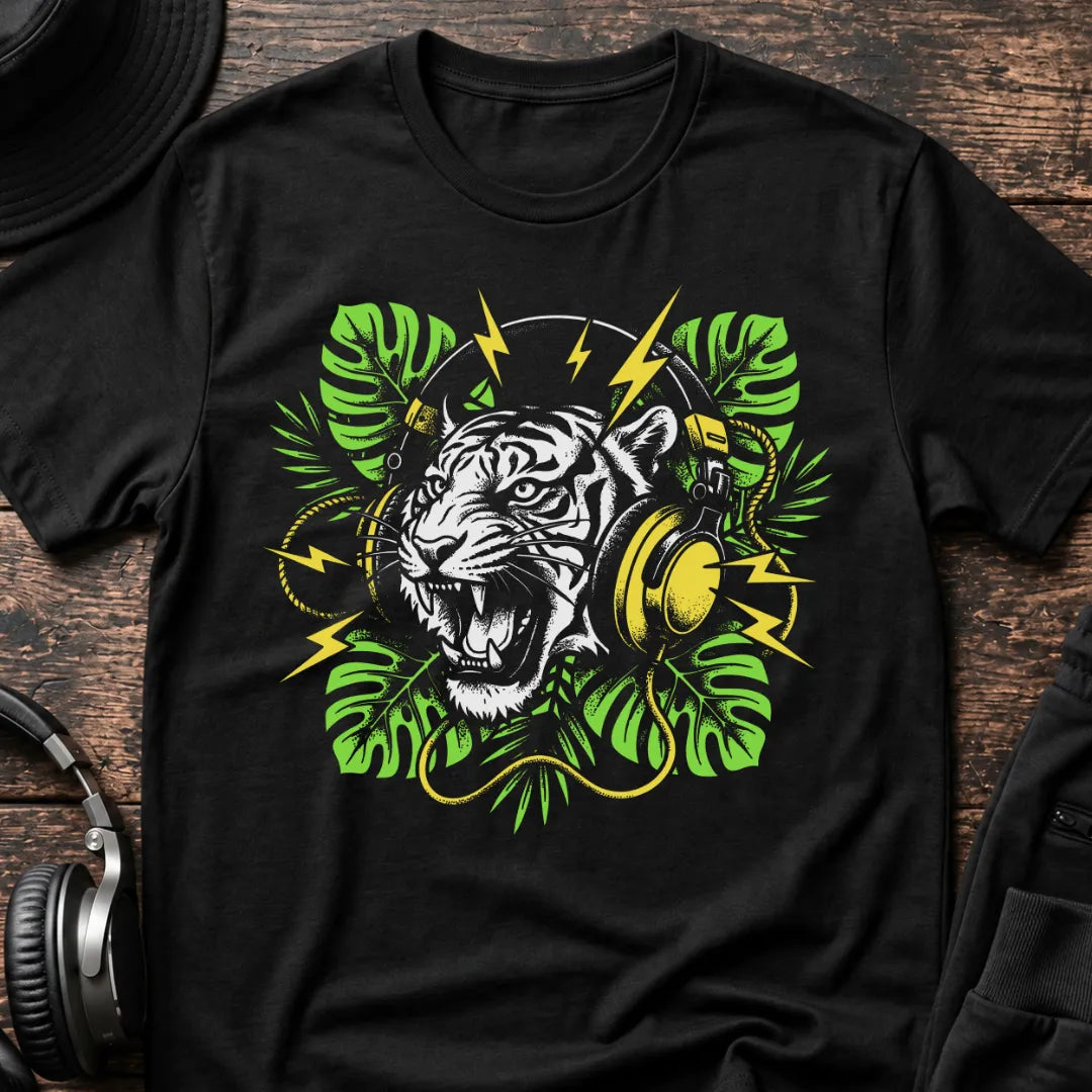 Tiger Jungle T-Shirt flat lay by QUASIKERN