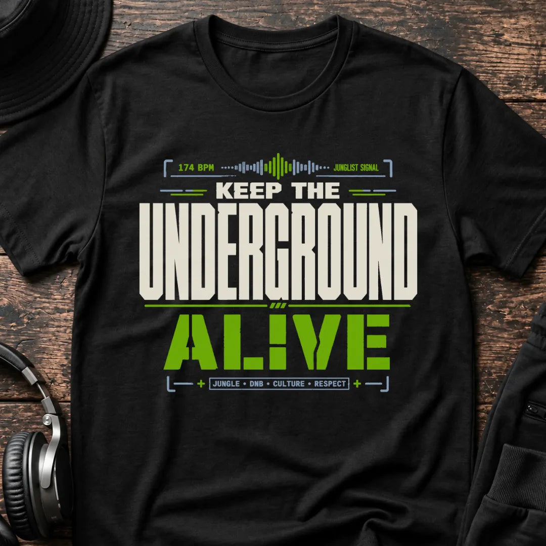 Keep The Underground Alive Jungle T-Shirt flat lay by QUASIKERN