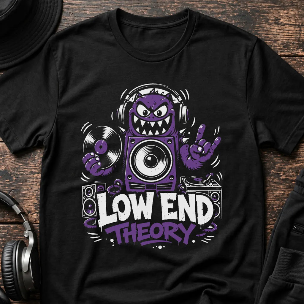 Low End Theory DnB T-Shirt flat lay by QUASIKERN