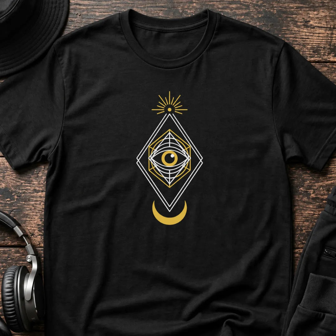 Lunar Eye Rave T-Shirt flat lay by QUASIKERN