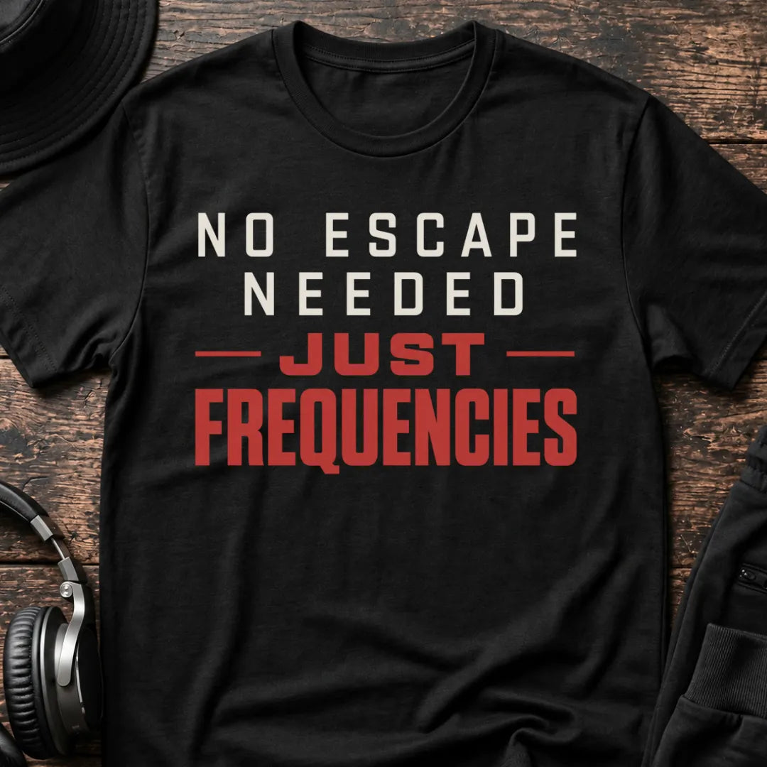 Just Frequencies DnB T-Shirt flat lay by QUASIKERN