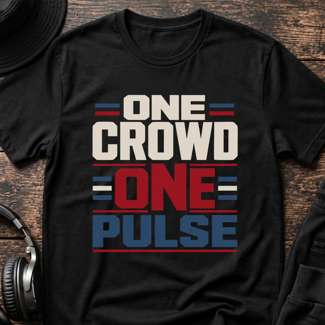 One Crowd One Pulse Rave T-Shirt flat lay by QUASIKERN