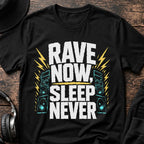 Sleep Never Rave T-Shirt flat lay by QUASIKERN