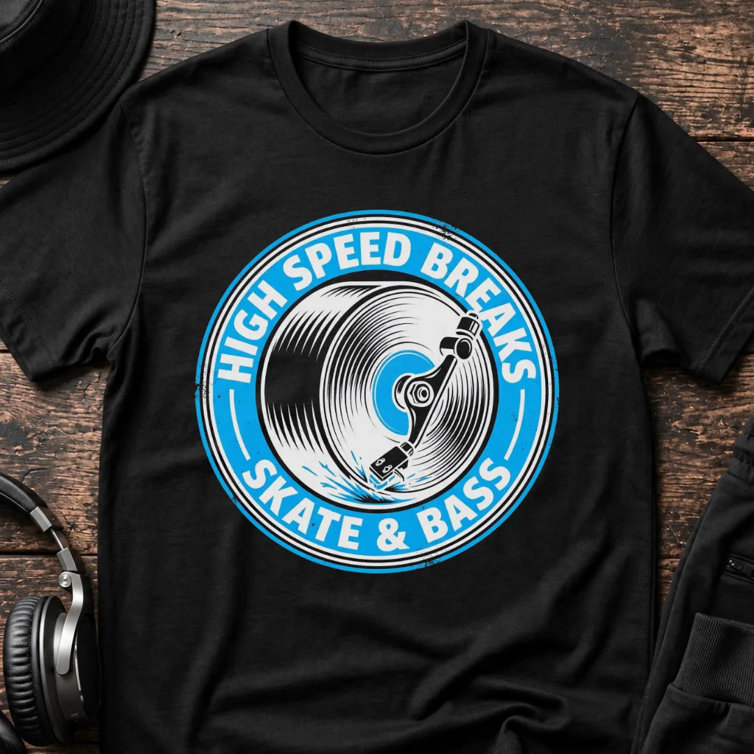 Skate & Bass DnB T-Shirt flat lay by QUASIKERN