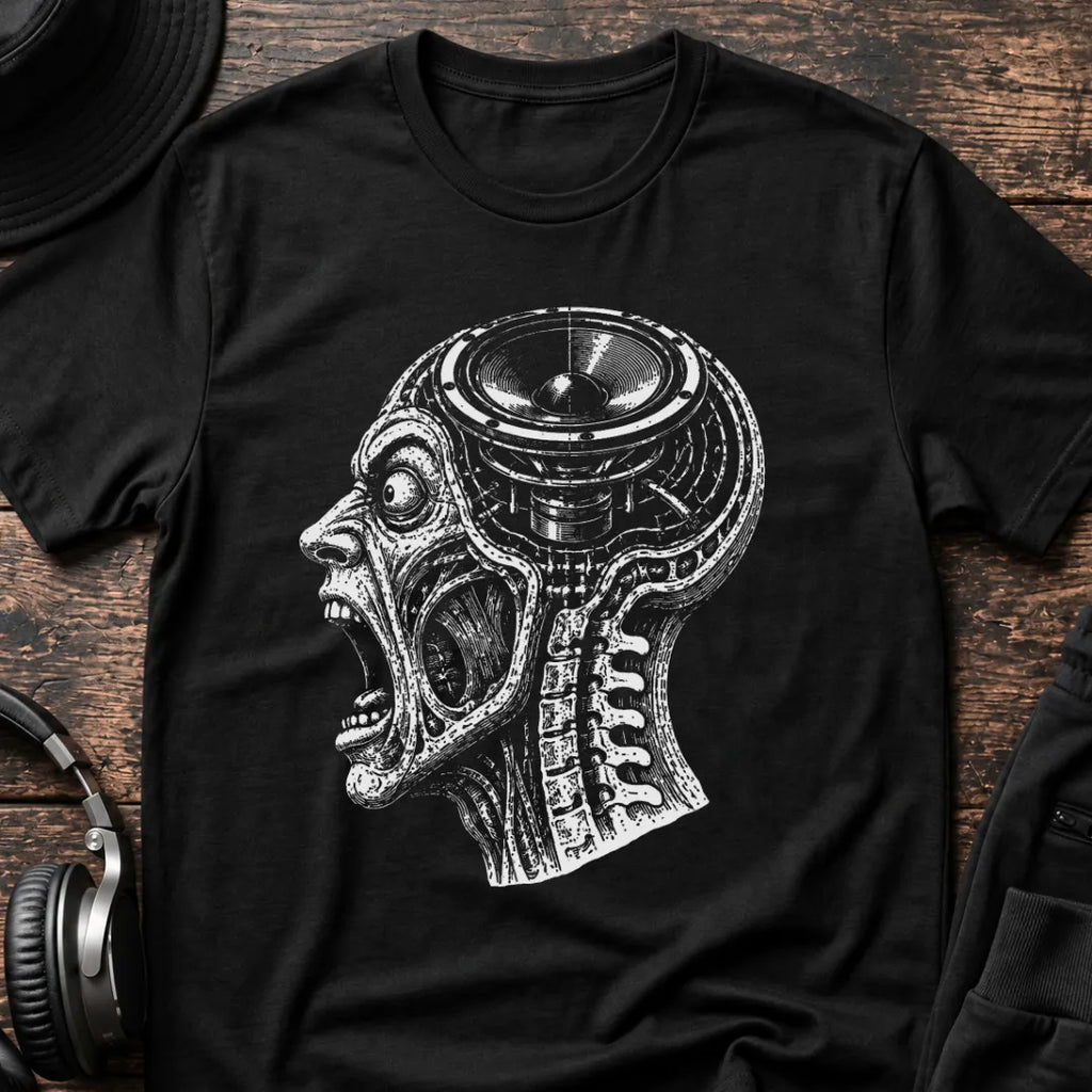 Bass Head DnB T-Shirt flat lay by QUASIKERN