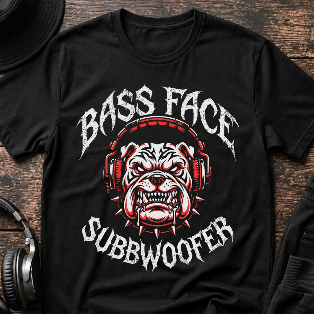 Bass Face Subwoofer DnB T-Shirt flat lay by QUASIKERN