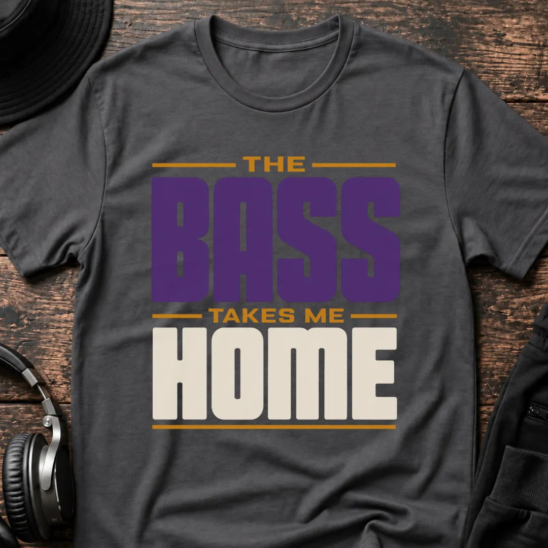 Bass Takes Me Home DnB T-Shirt flat lay by QUASIKERN