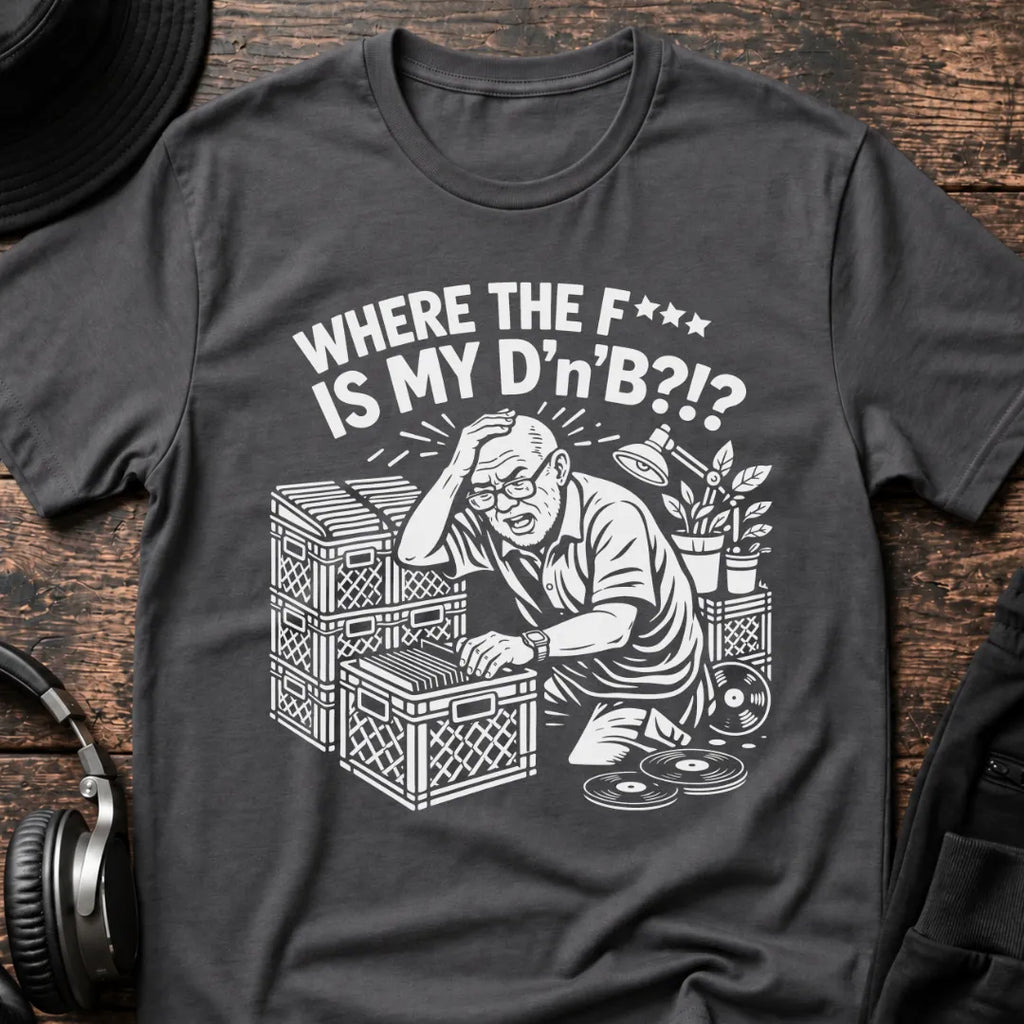 Where is my DnB T-Shirt flat lay by QUASIKERN