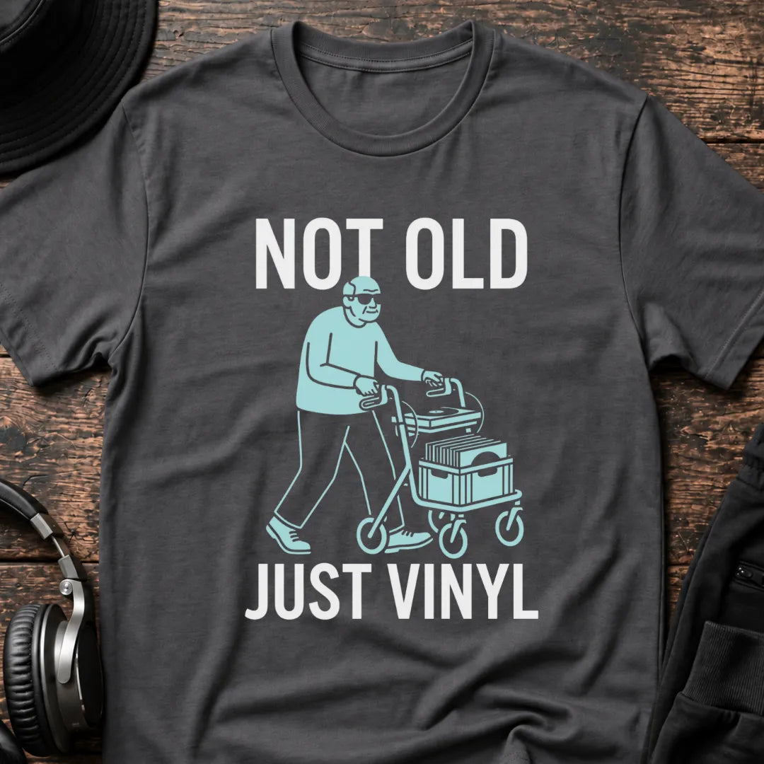 Not Old Just Vinyl DnB T-Shirt flat lay by QUASIKERN