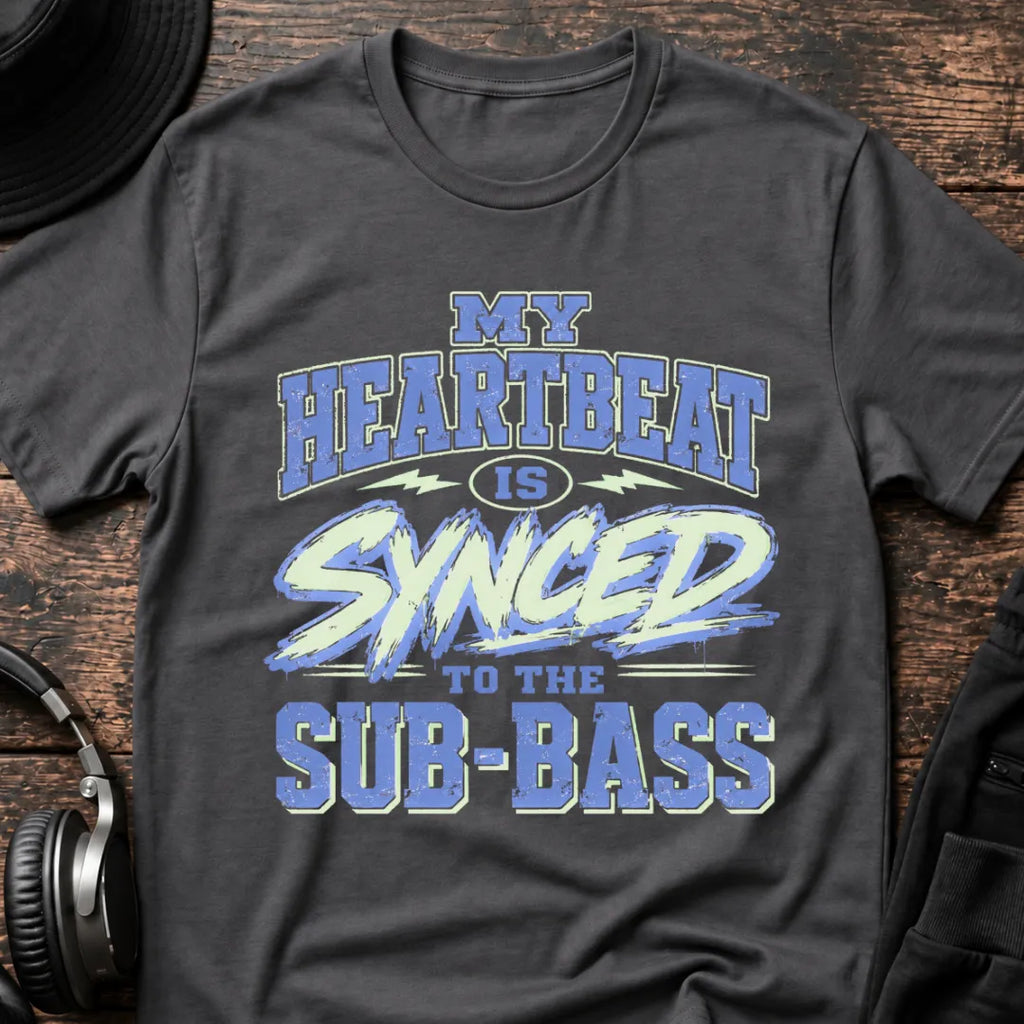 Synced Heartbeat DnB T-Shirt flat lay by QUASIKERN