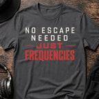 Just Frequencies DnB T-Shirt flat lay by QUASIKERN