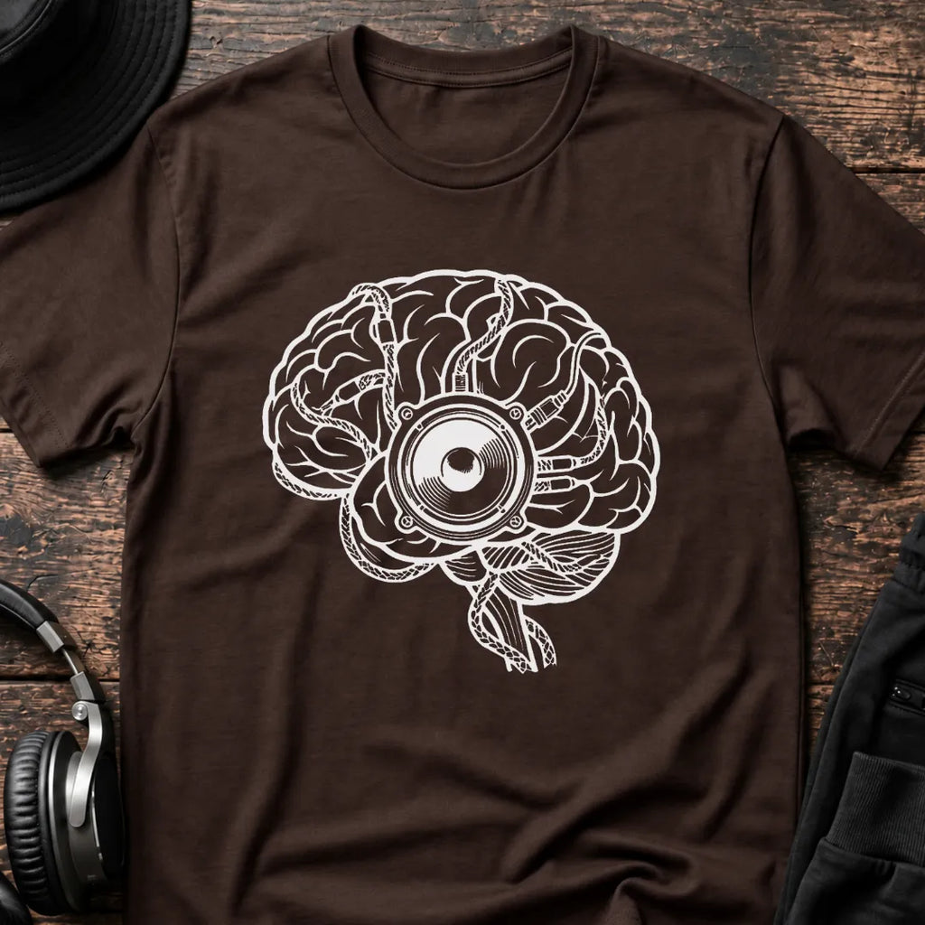 Bass Brain DnB T-Shirt flat lay by QUASIKERN