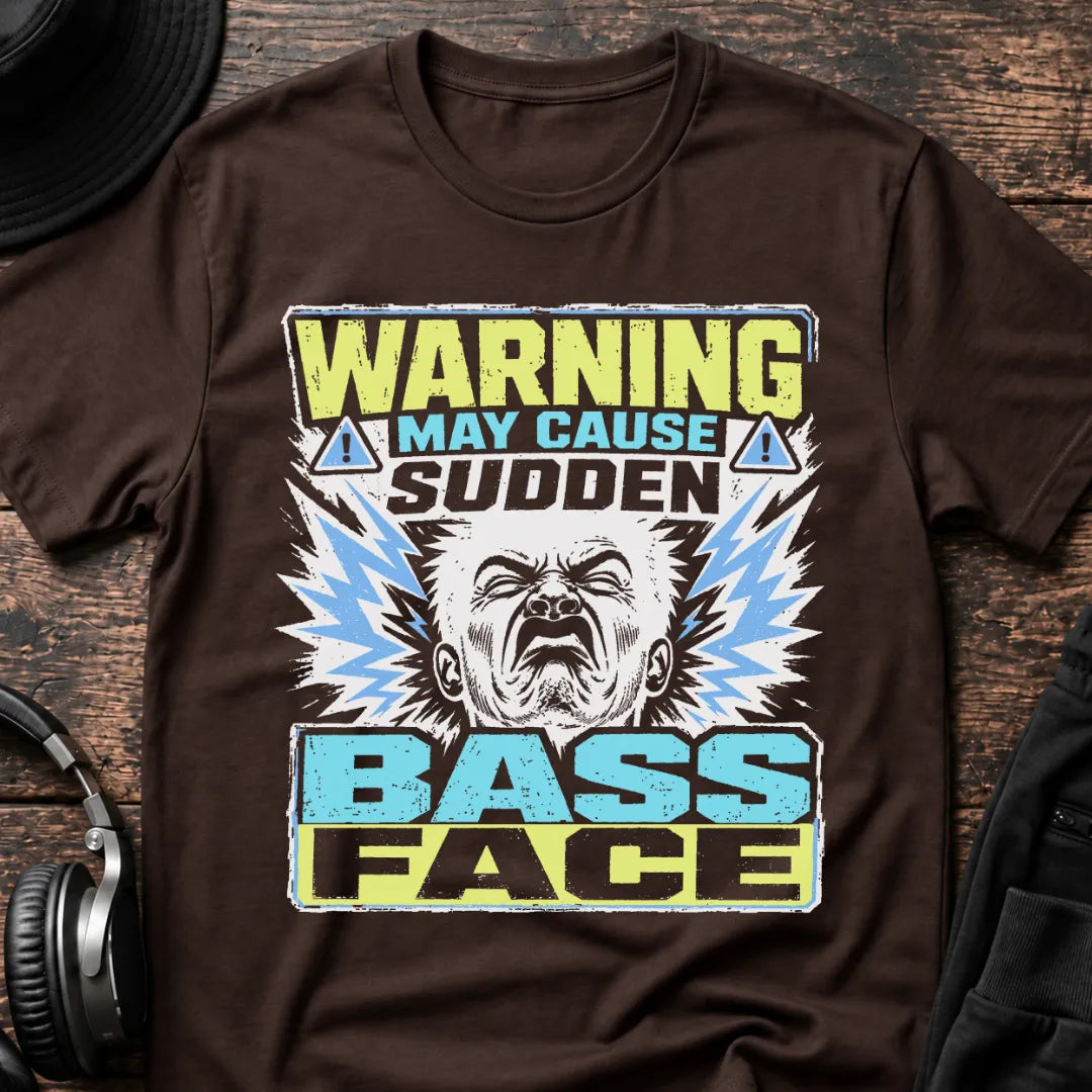 Bassface Warning DJ T-Shirt flat lay by QUASIKERN