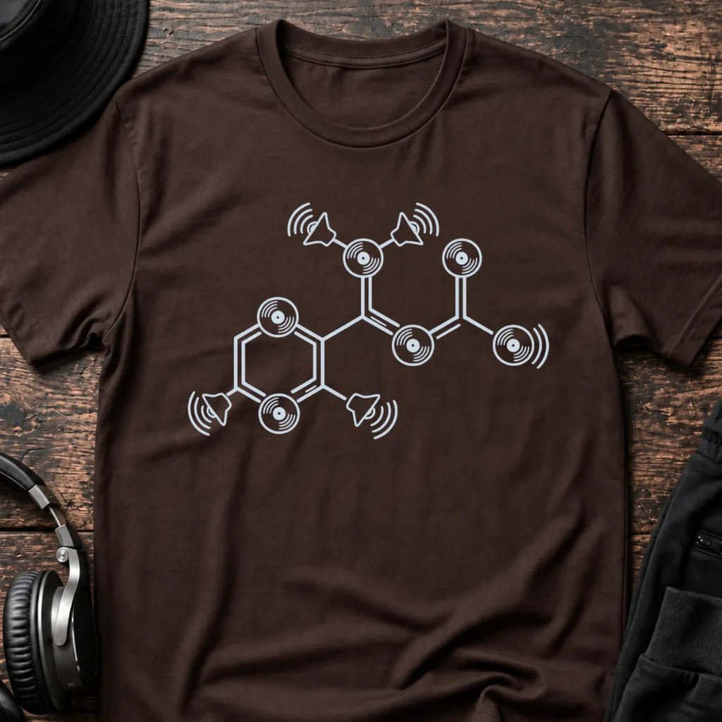 Bass Molecule DnB T-Shirt flat lay by QUASIKERN