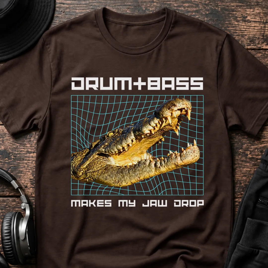 Makes My Jaw Drop Crocodile DnB T-Shirt flat lay by QUASIKERN