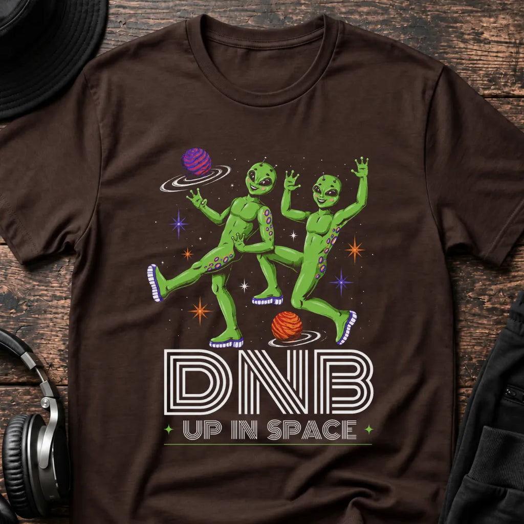 Aliens Up in Space DnB T-Shirt flat lay by QUASIKERN