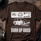 Check Engine Turn Up Bass DnB T-Shirt flat lay by QUASIKERN