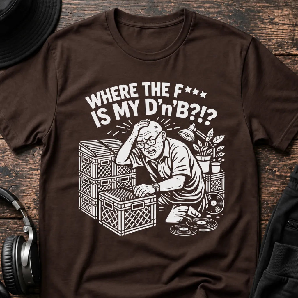 Where is my DnB T-Shirt flat lay by QUASIKERN