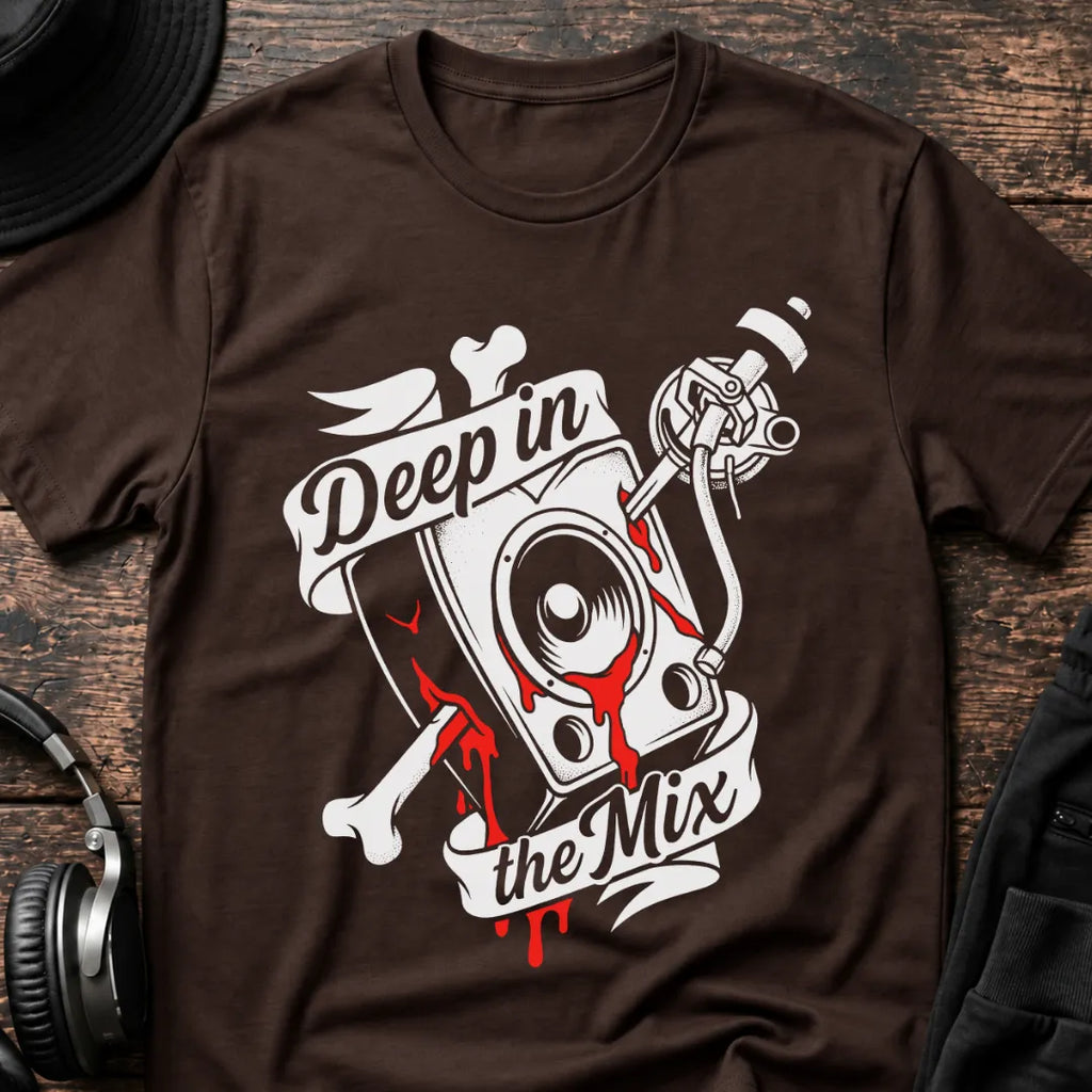 Deep in the Mix DnB T-Shirt flat lay by QUASIKERN