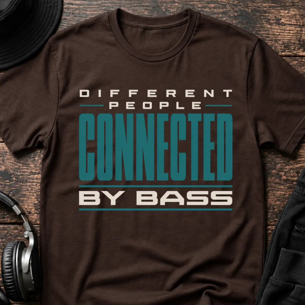 People Connected by Bass DnB T-Shirt flat lay by QUASIKERN