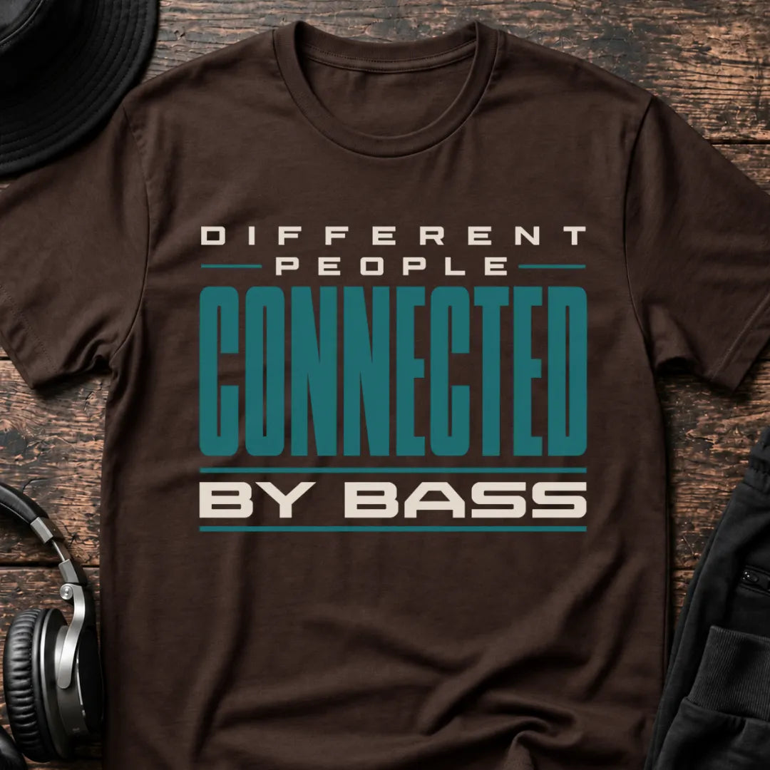 People Connected by Bass DnB T-Shirt flat lay by QUASIKERN