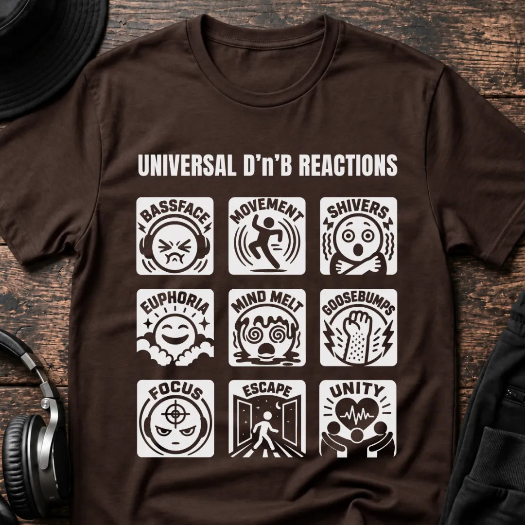 Universal Reactions DnB T-Shirt flat lay by QUASIKERN
