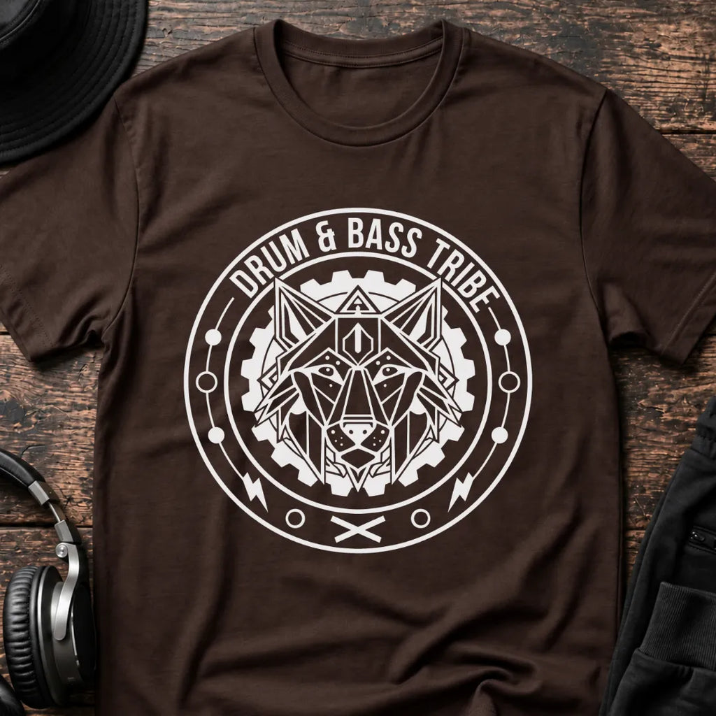 Drum & Bass Tribe DnB T-Shirt flat lay by QUASIKERN