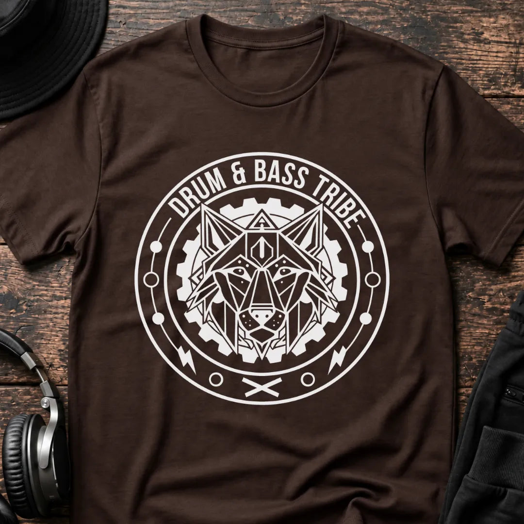 Drum & Bass Tribe DnB T-Shirt flat lay by QUASIKERN