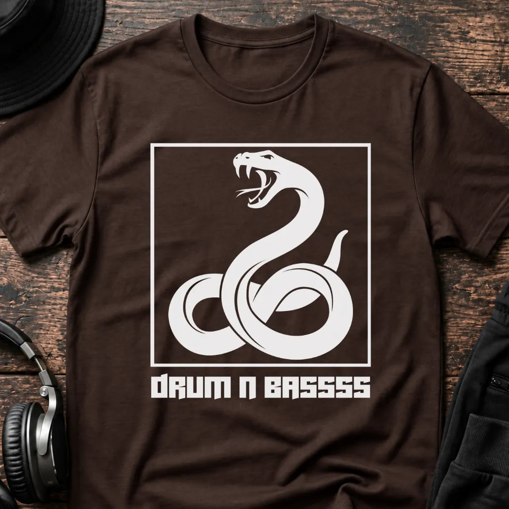 Drum N Bass Snake DnB T-Shirt flat lay by QUASIKERN