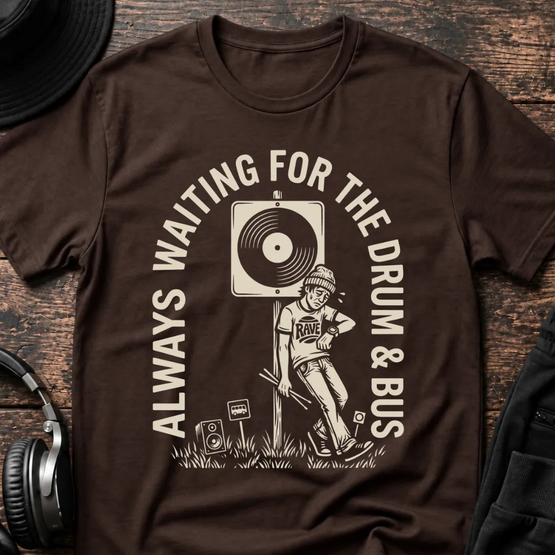 Always Waiting DnB T-Shirt flat lay by QUASIKERN