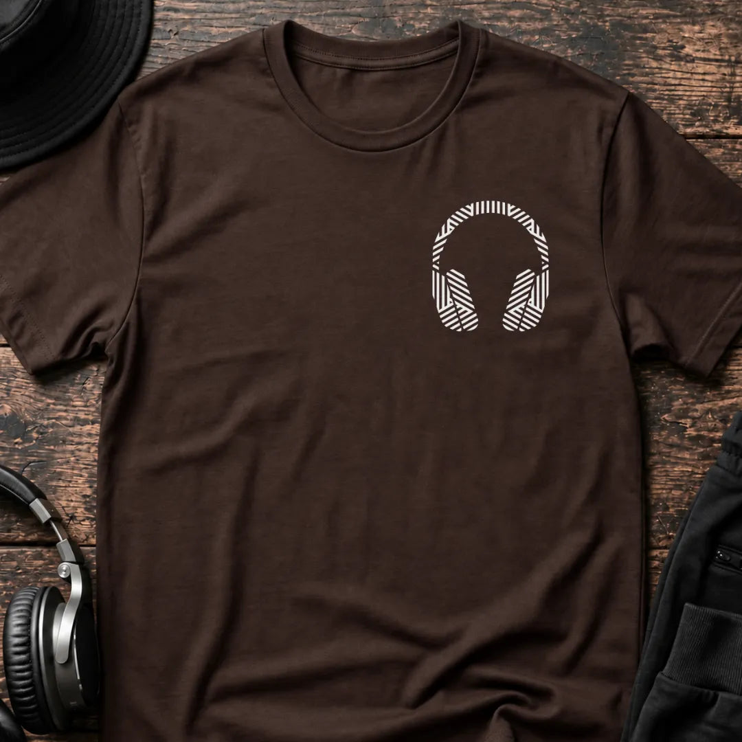 Minimal Headphones DnB T-Shirt flat lay by QUASIKERN