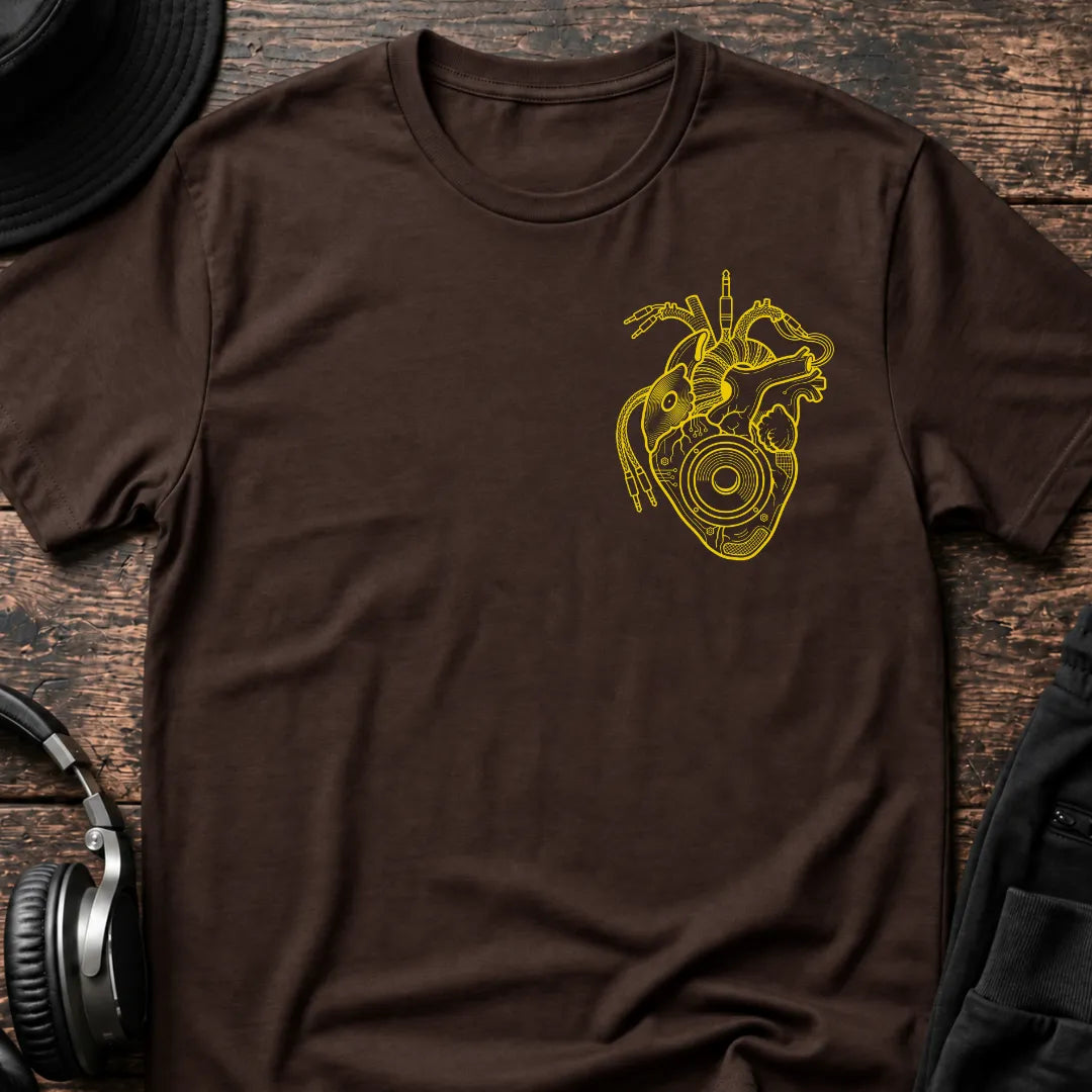 Heartbeat Chest DnB T-Shirt flat lay by QUASIKERN