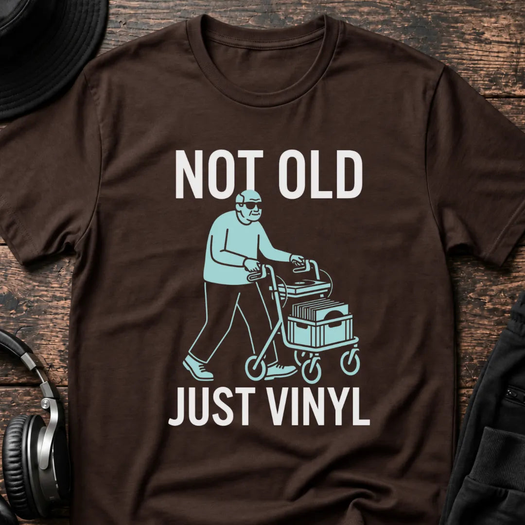 Not Old Just Vinyl DnB T-Shirt flat lay by QUASIKERN