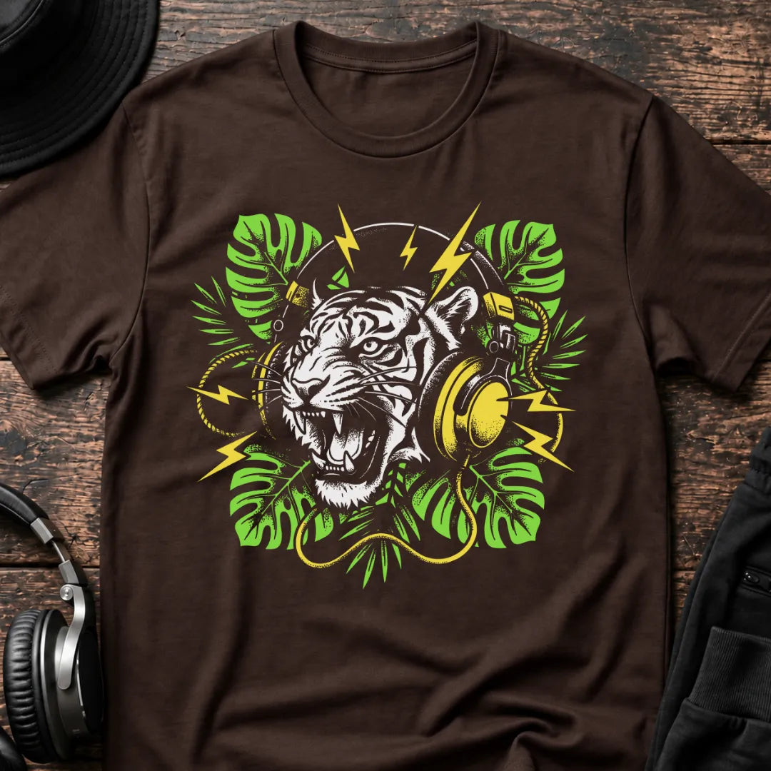 Tiger Jungle T-Shirt flat lay by QUASIKERN