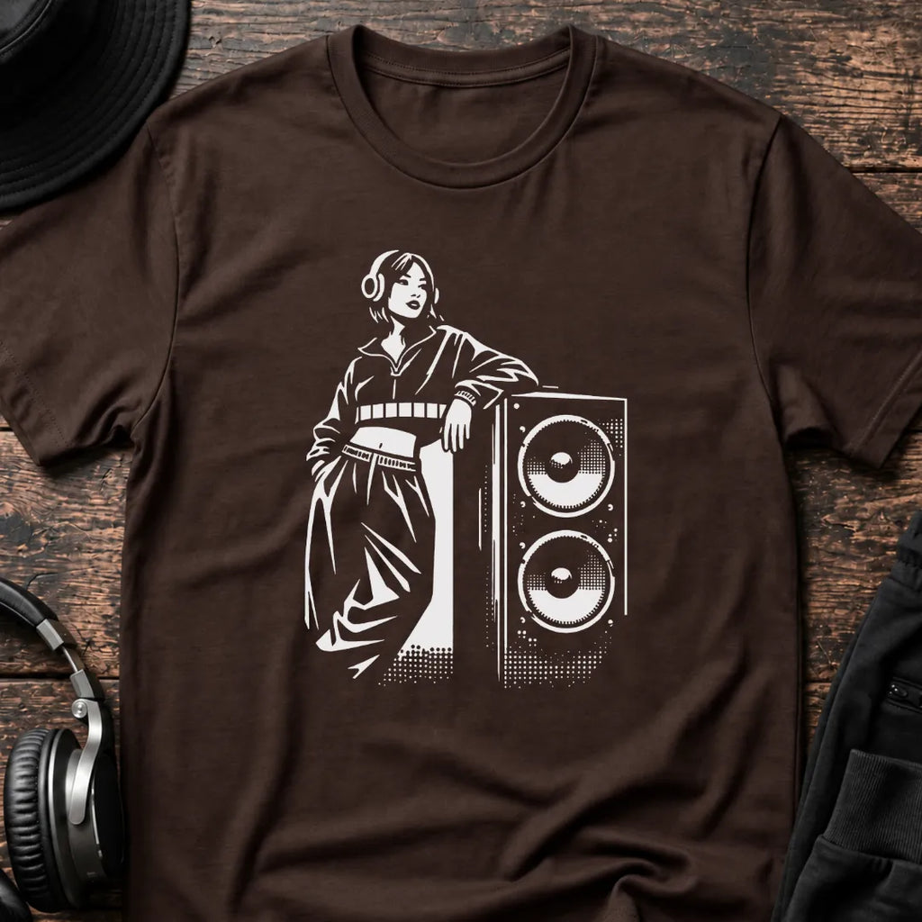 Bass Babe DnB T-Shirt flat lay by QUASIKERN